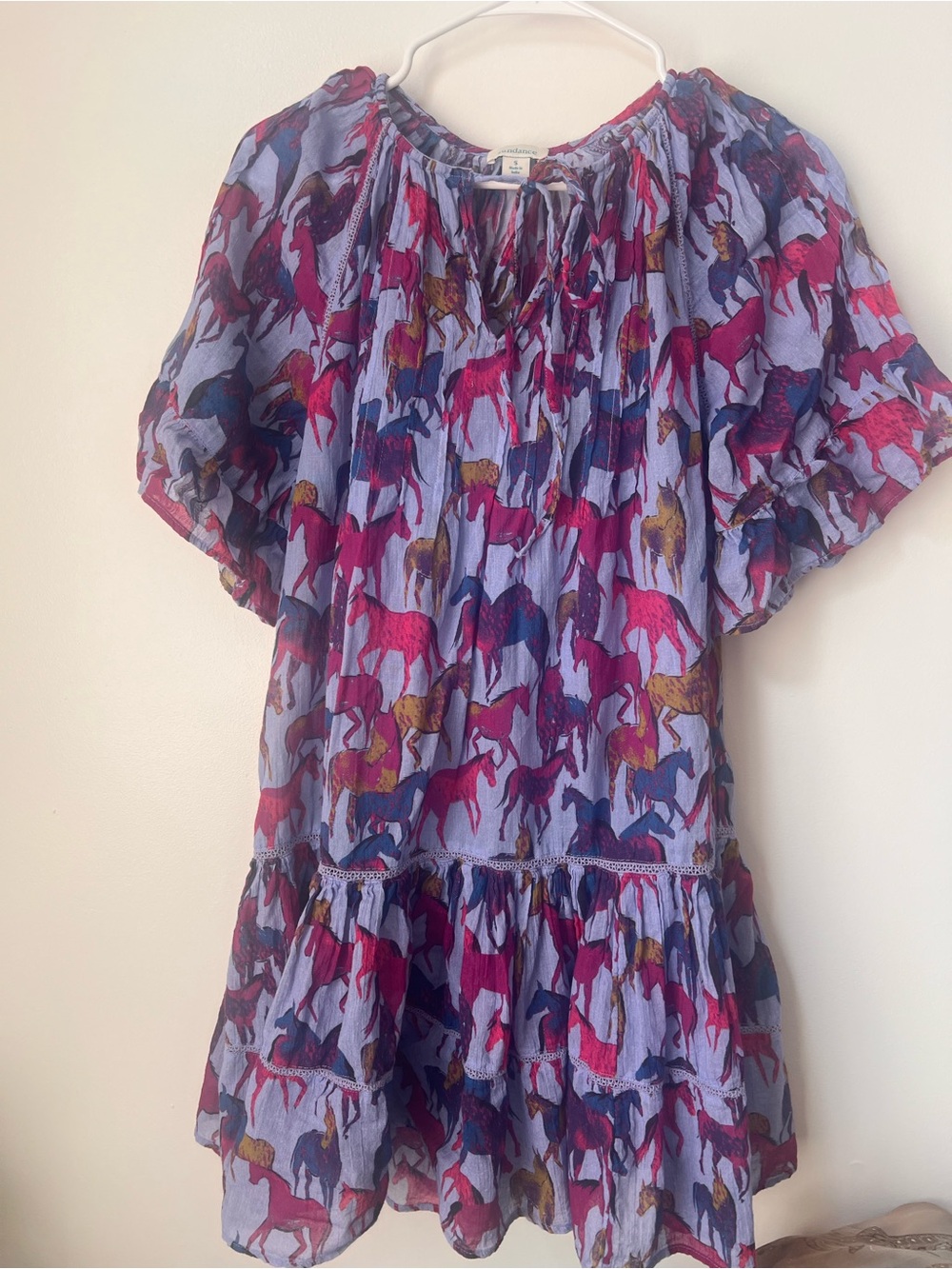 Sundance Multicolor Western Horse Print Peasant Flowy Dress